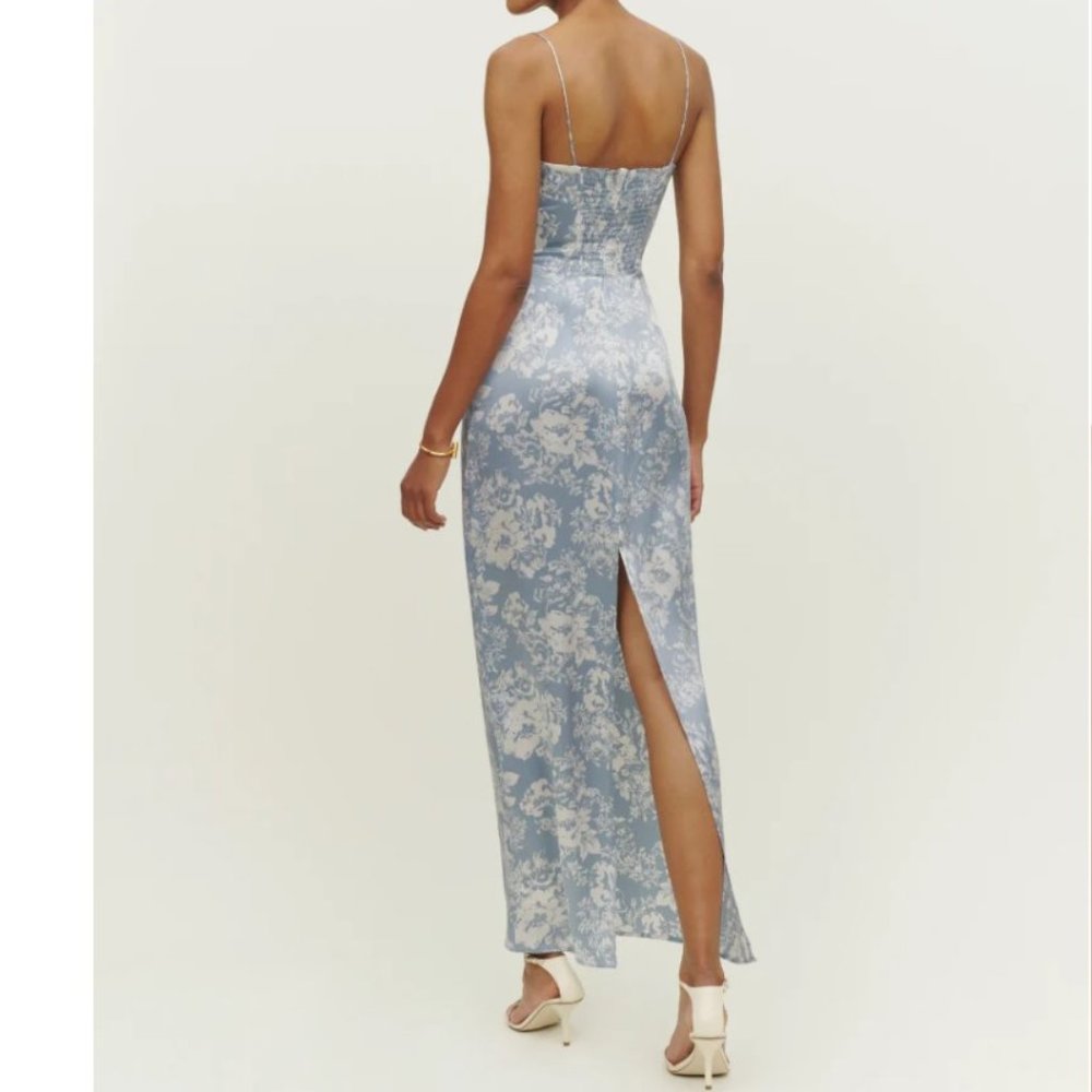 Reformation Frankie Silk Dress in Porcelain | On Sale - Picture 7 of 15